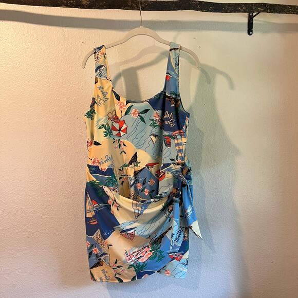 Old Navy Maternity Wrap Beach Scene One Piece Swimsuit Size 2X Plus Like New - Picture 2 of 14